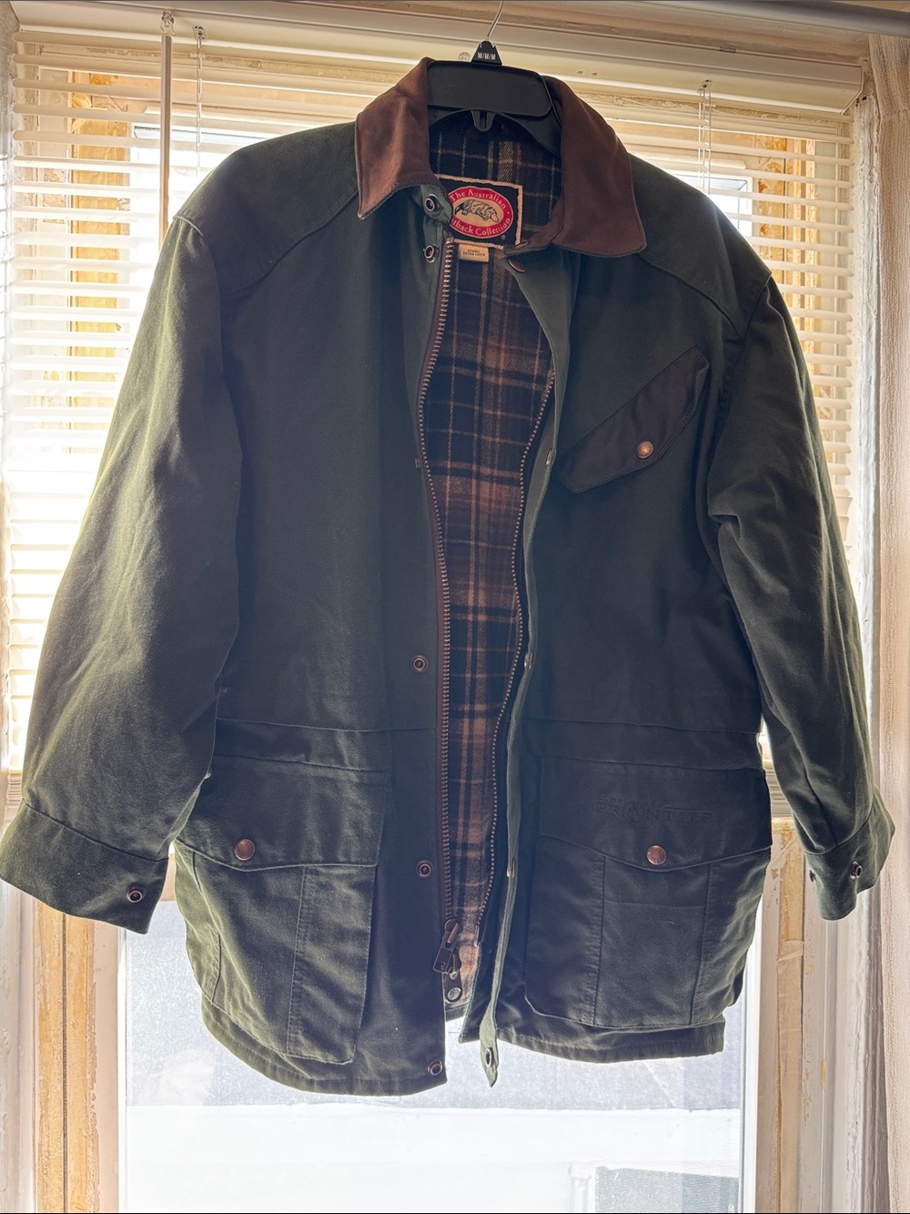 Filson Olive Green Field Jacket with Brown Corduroy Collar